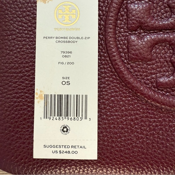 Tory Burch Perry Bombe Double Zip Leather Crossbody Burgundy Chic Feminine - Picture 12 of 12